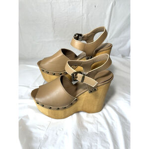 Charlotte Rusee Size 9M Brown Clog Platform Heel Sandals